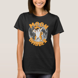 Funny Dabbing Shiba Inu dog met zonnebril Moon D T-shirt