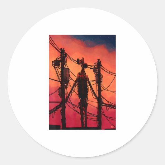 Funny dabbing Siren Head  meme c Ronde Sticker (Voorkant)