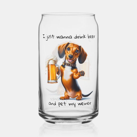 Funny Dachshund Blikvorm Glas (Achterkant)