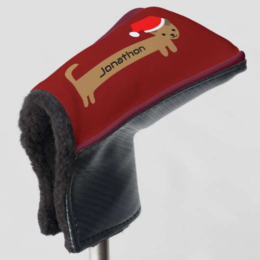 Funny Dachshund Burgundy Red Cute Golfheadcover (3/4 voorkant)