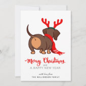 Funny Dachshund Chien Joyeux Carte de Noël (Devant)