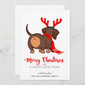 Funny Dachshund Chien Joyeux Carte de Noël (Devant / Derrière)
