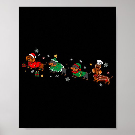 Funny Dachshund Christmas Parade Poster (Voorkant)