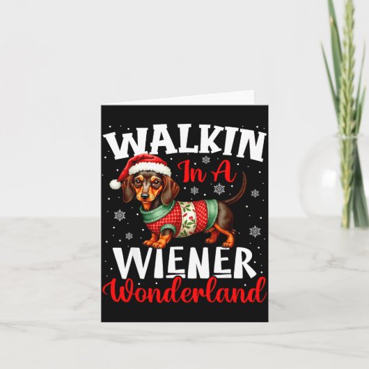 Funny Dachshund Cute Christmas Dog Lover Walking I Kaart (Voorkant)