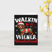 Funny Dachshund Cute Christmas Dog Lover Walking I Kaart (Gele Bloem)