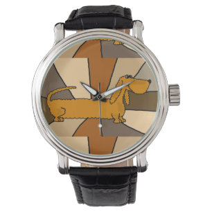 Funny Dachshund Dog Art Horloge