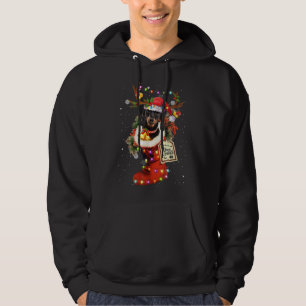 Funny Dachshund Dog in kerstsok Santa Hat Xm Hoodie