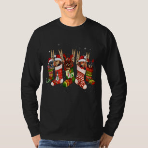 Funny Dachshund Dog in kerstsok Santa Hat Xm T-shirt