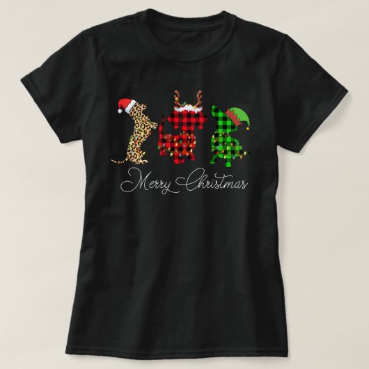 Funny Dachshund Dog Kerstleopard Pset Santa T-shirt (Design voorkant)
