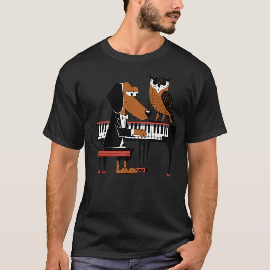 Funny Dachshund Dog Playing Piano Music Cubism Abs T-shirt (Voorkant)