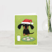 Funny Dachshund Dog Santa with Milk and Cookies Feestdagen Kaart (Voorkant)