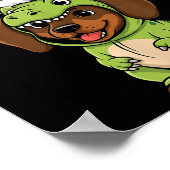 Funny Dachshund Dog T-rex Costume Christmas Kids B Poster (Hoek)