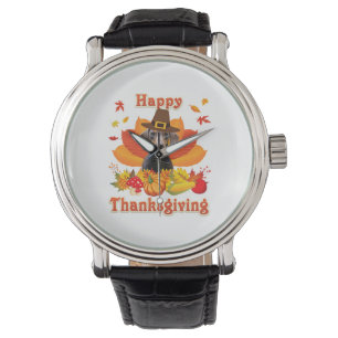 Funny Dachshund Dog Thanksgiving Herfst herfst Horloge