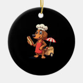 Funny Dachshund Dog Weenie Sausage Hotdog Sandwich Keramisch Ornament (Voorkant)