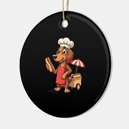 Funny Dachshund Dog Weenie Sausage Hotdog Sandwich Keramisch Ornament (Links)