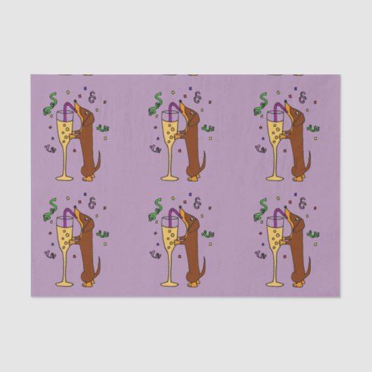Funny Dachshund Drink Champagne Tissuepapier (Voorkant)