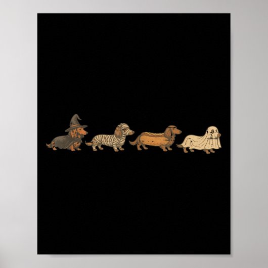 Funny Dachshund Ghost Halloween Kostuum Do Poster (Voorkant)