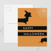 Funny dachshund halloween aankondigingskaart (Voorkant / Achterkant)