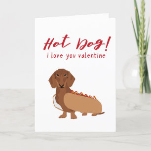 Funny Dachshund Hot Dog Valentijnsdag Card Feestdagen Kaart