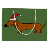 Funny Dachshund in Santa Hat-kerstcadeau Large Cadeautasje (Achterkant)