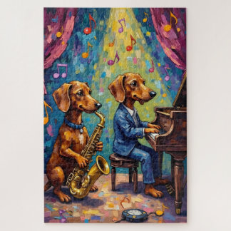 Funny Dachshund Jazz Band Music Dog Lover Art Legpuzzel