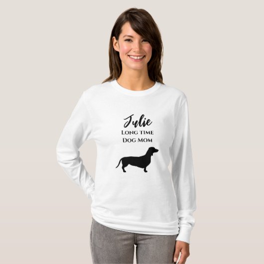 Funny Dachshund Long Time Dog Mam T-Shirt (Voorkant volledig)