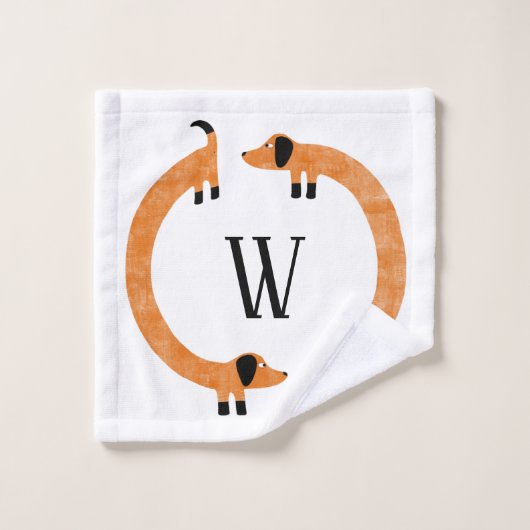 Funny Dachshund Saucisse Chien Monogramme (Gant de toilette)