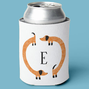 Funny Dachshund Sause Dog Monogram Blikjeskoeler