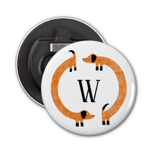Funny Dachshund Sause Dog Monogram Button Flesopener
