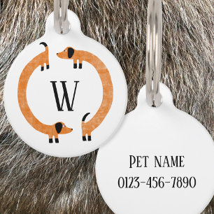 Funny Dachshund Sause Dog Monogram Huisdierpenning
