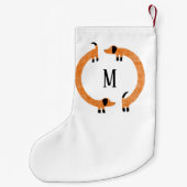 Funny Dachshund Sause Dog Monogram Kleine Kerstsok (Achterkant)