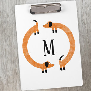 Funny Dachshund Sause Dog Monogram Klembord
