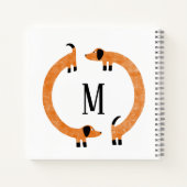 Funny Dachshund Sause Dog Monogram Notitieboek (Achterkant)
