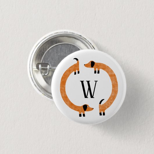 Funny Dachshund Sause Dog Monogram Ronde Button 3,2 Cm (Voorkant /achterkant)