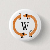 Funny Dachshund Sause Dog Monogram Ronde Button 3,2 Cm (Voorkant)