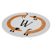 Funny Dachshund Sause Dog Monogram Snijplank (Hoek)
