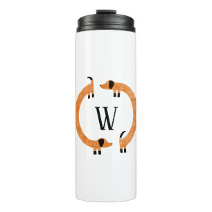 Funny Dachshund Sause Dog Monogram Thermosbeker