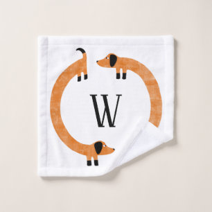 Funny Dachshund Sause Dog Monogram Washandje