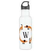 Funny Dachshund Sause Dog Monogram Waterfles (Voorkant)