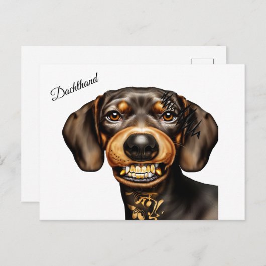 Funny Dachshund Tattoo Briefkaart (Voorkant / Achterkant)