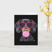 Funny Dachshund Wearing Gles And Blowing Nk Bubble Kaart (Gele Bloem)