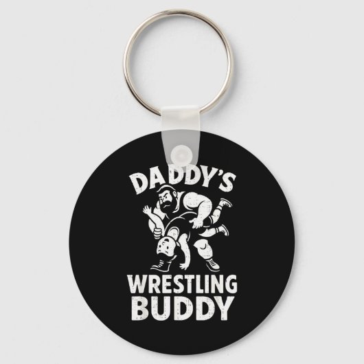 Funny Dad And Son Daughter Kids Wrestling Wrestler Sleutelhanger (Voorkant)