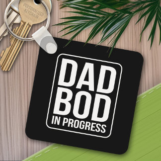 Funny Dad Bod in Progress Humor Fathers Day Black Sleutelhanger