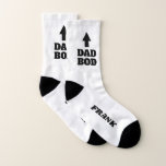 Funny DAD BOD tennis socks gift with custom name<br><div class="desc">Funny DAD BOD tennis socks gift with custom name. Personalized white sports socks for men. Fun clothing accessory for cool father, dad, daddy, grandpa, husband, brother, stepdad, friends and others. Available in small and large sizes. Humorous design with personalizable name, monogram initials or funny slogan. Unique Birthday gift ideas for...</div>