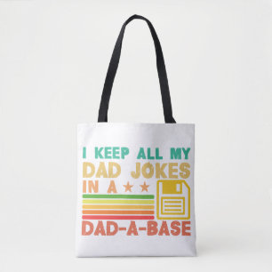 Funny dad maakt grapjes in pap-a-basis vintage voo draagtas