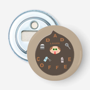 Funny Dad Monster houdt van Coffee Bottle Open Button Flesopener