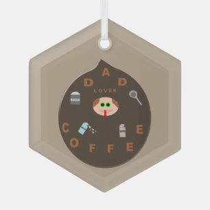 Funny Dad Monster houdt van koffie Glas Ornament