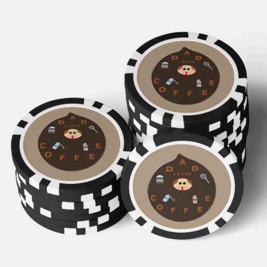 Funny Dad Monster houdt van koffie Poker Chips (Opstapeling)
