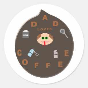 Funny Dad Monster houdt van koffiekaartjes Ronde Sticker