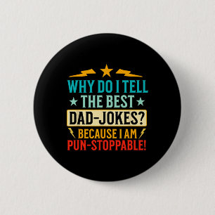 Funny Dad Shirt met woordspelingen (op de rug) Vad Ronde Button 5,7 Cm